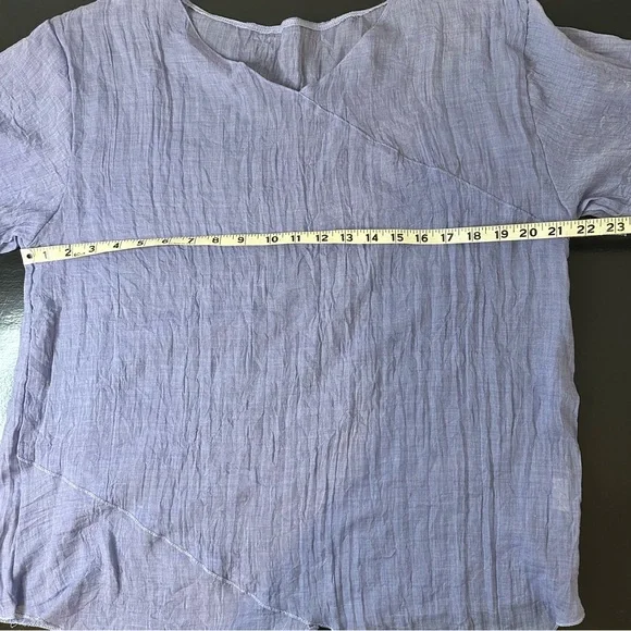 Flax & Cotton Lagenlook Blue Art-to-Wear Women's Top - Picture 6 of 8